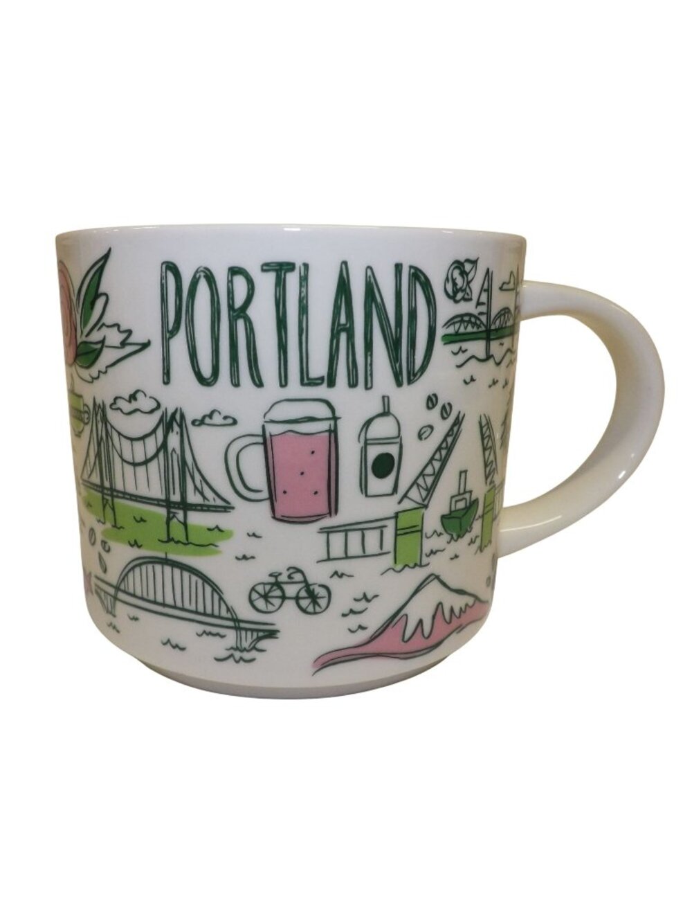 Portland Starbucks Been There Series Ceramic Coffee Mug Green Interior 14 oz
